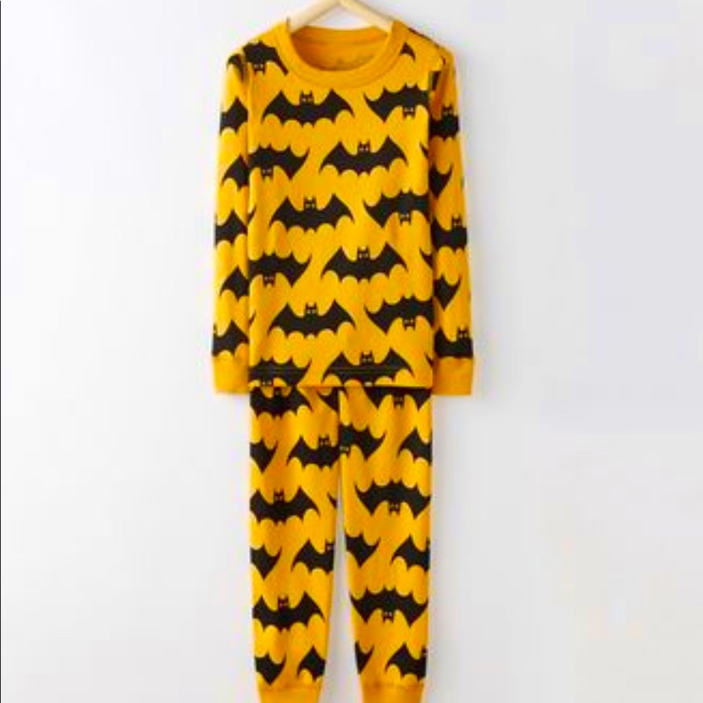 Hanna Andersson New NWT 110 5T Organic Long John Pajama Set Halloween Bat Yellow